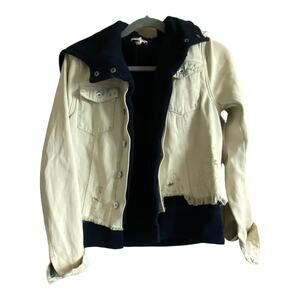 Free people Jean jacket fleece hooded hoody lined womens size small s FP